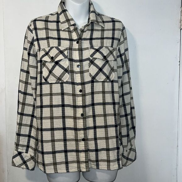 CURRENT/ELLIOT Gable Green Woodland Plaid The Perfect Button Up Shirt-0/XS - Picture 2 of 9